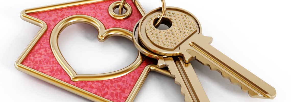 house keys on plain background