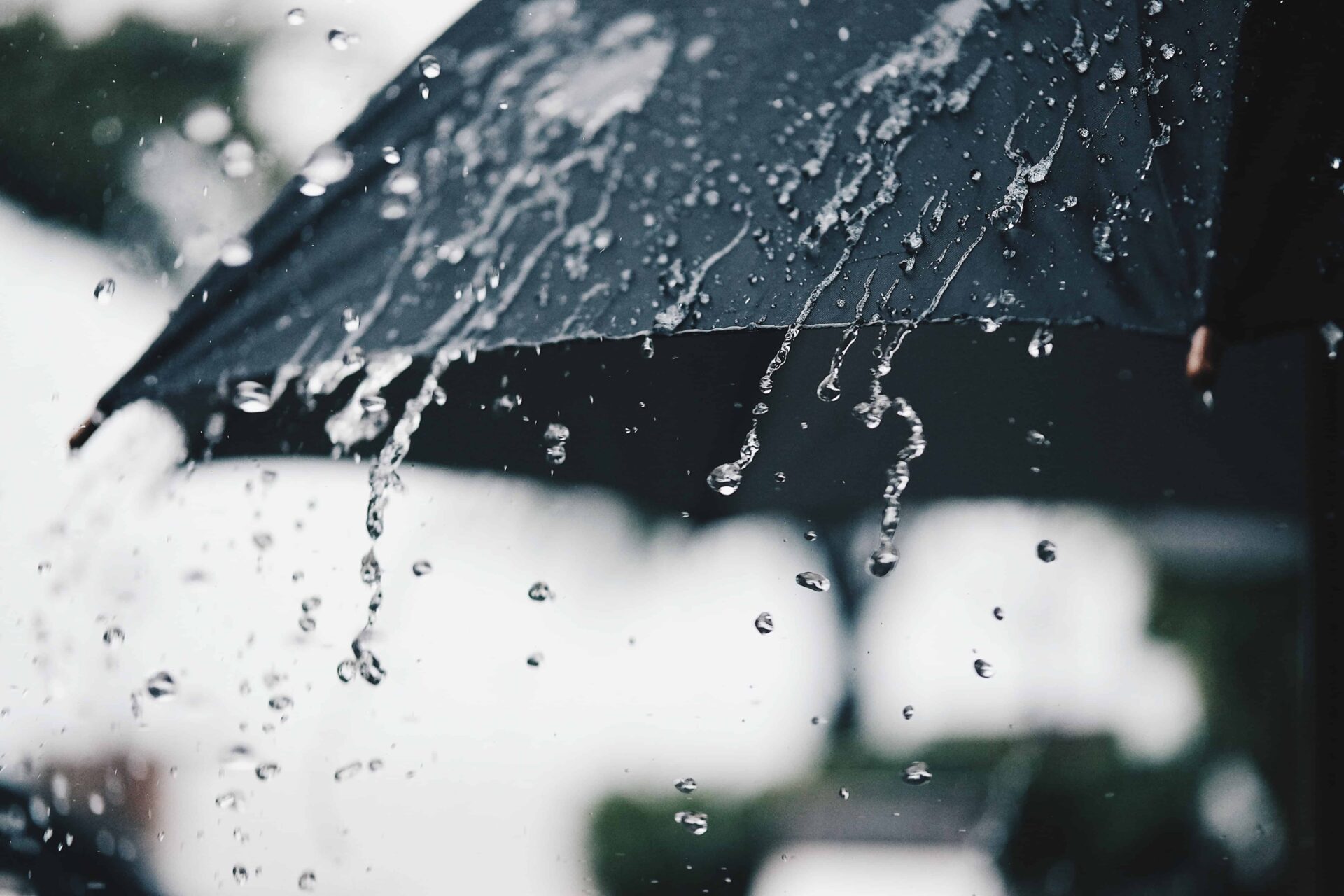 black umbrella rain vintage tone