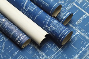 rolled house blueprints