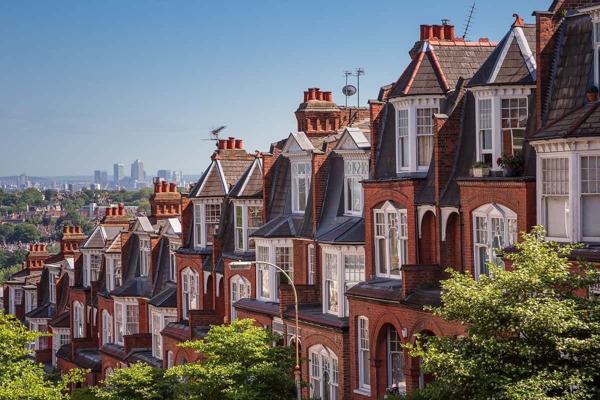 terraced houses on a sunny street