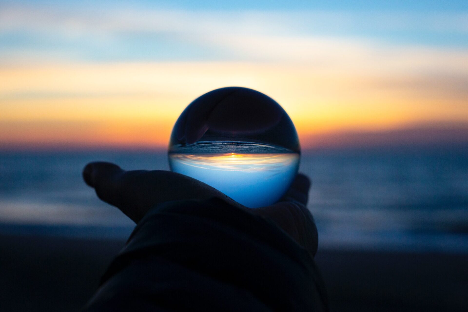 crystal ball over sea