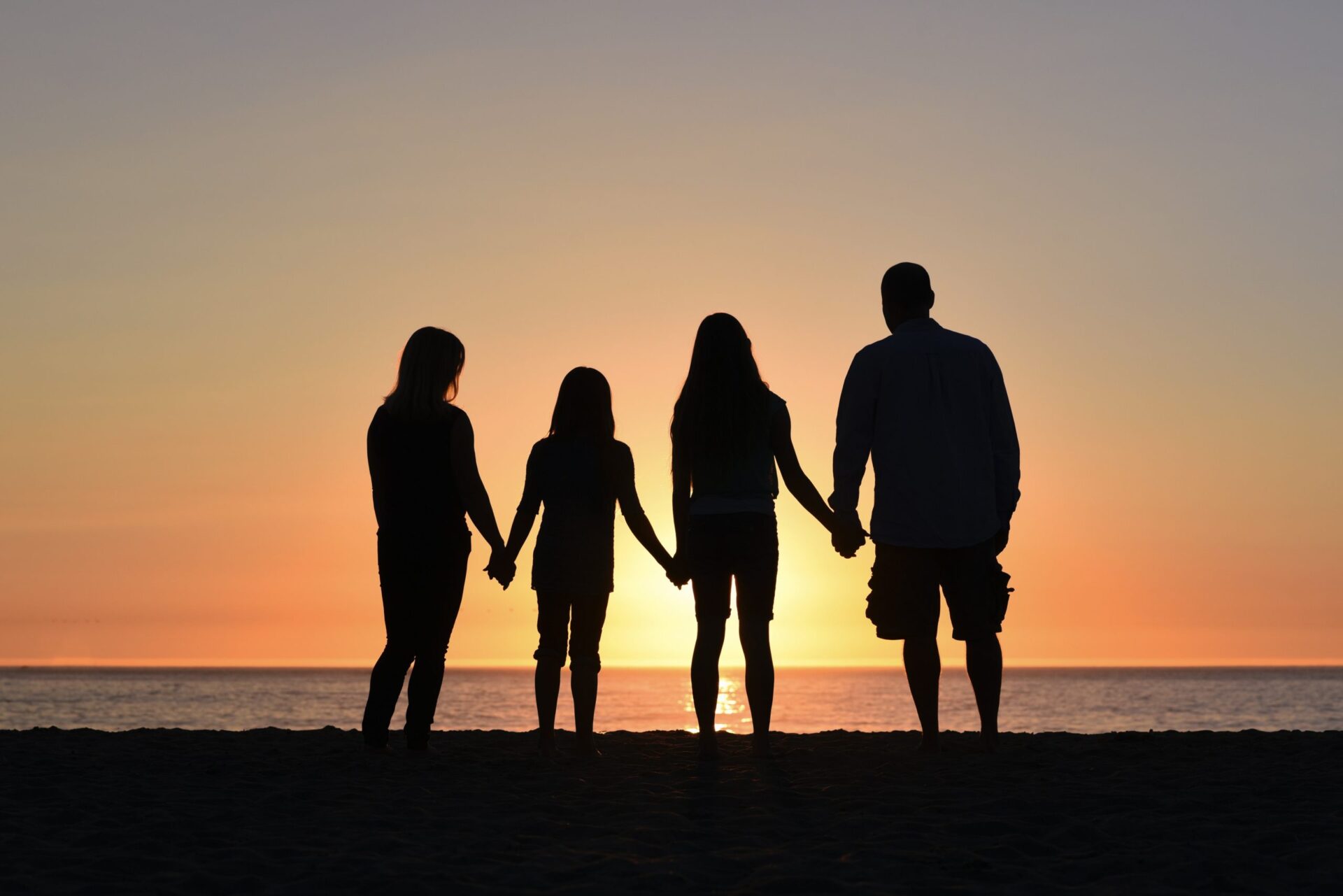 family in sunset