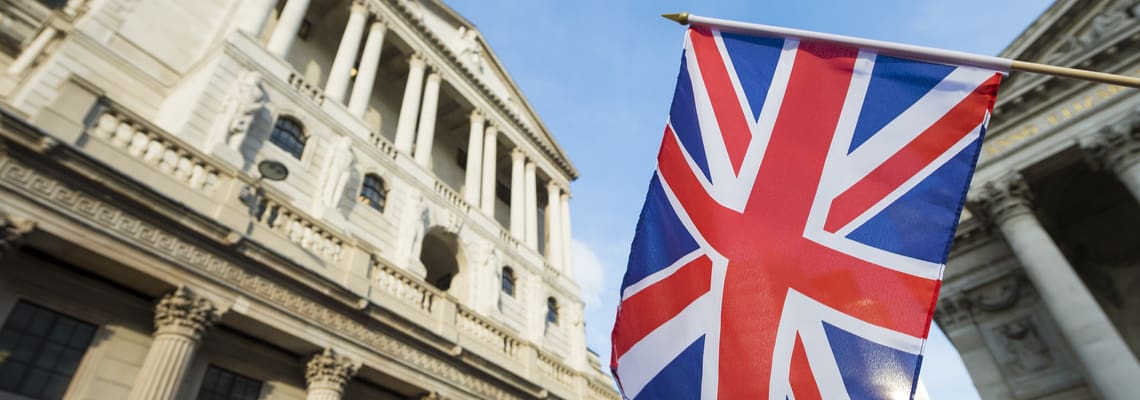 british flag and heritage building