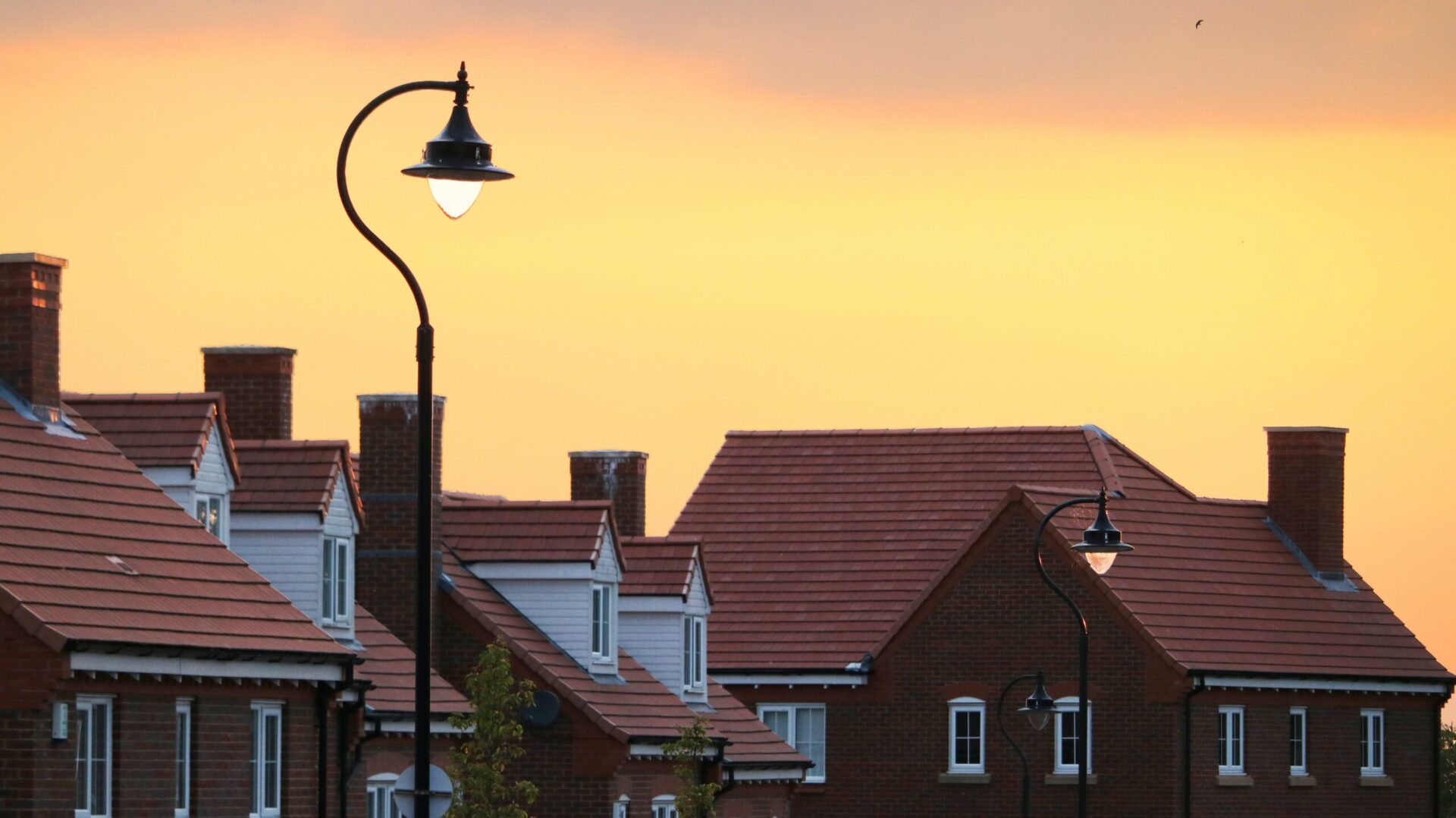 houses in sunset